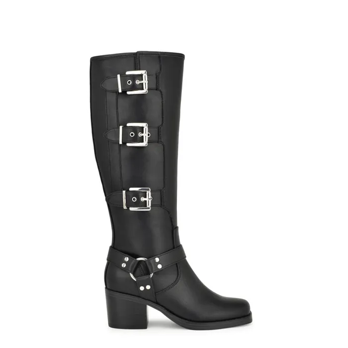 Karry Heeled Moto Boots Black Women Nine West Boots and Booties