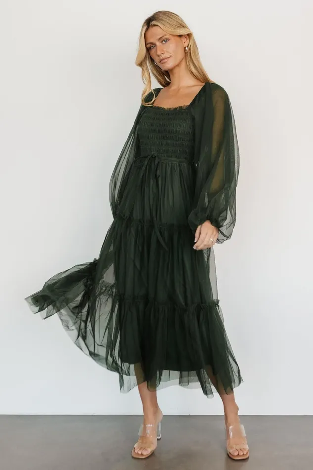 Katrina Tulle Maxi Dress Dark Green Women Baltic Born Maxi Dresses