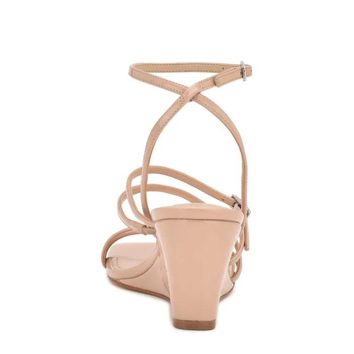 Keamer Ankle Strap Wedge Sandals Light Natural Patent Women Nine West Mid Heels
