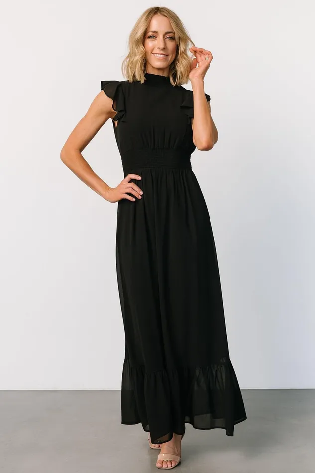 Kearny Ruffle Maxi Dress Black Women Baltic Born Wedding Guest