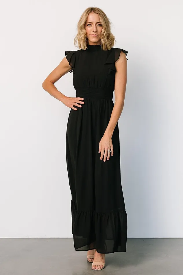 Kearny Ruffle Maxi Dress Black Women Baltic Born Wedding Guest Kearny Ruffle Maxi Dress Black Women Baltic Born Wedding Guest