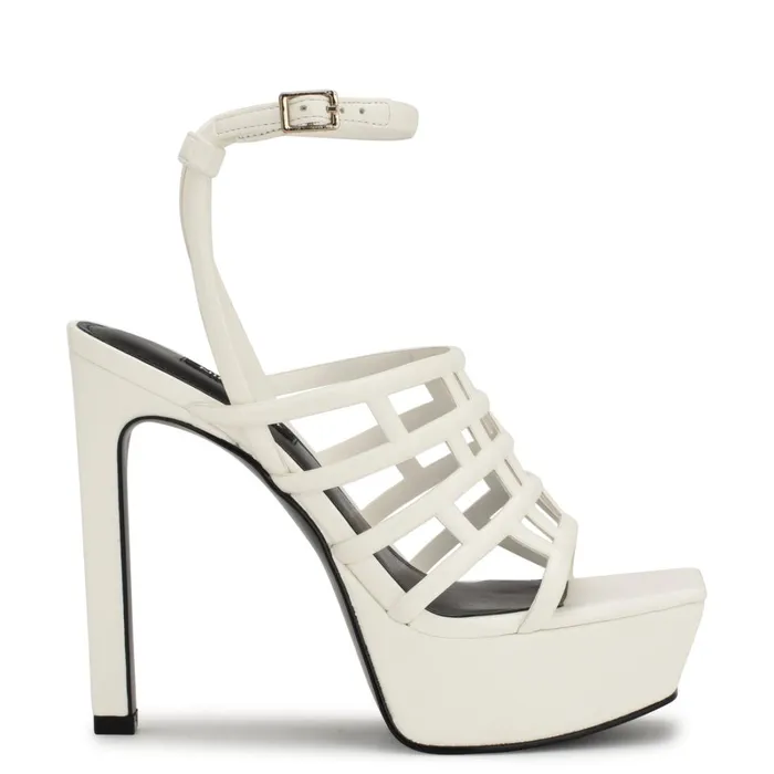 Kelinda Ankle Strap Platform Sandals White Women Nine West Platforms
