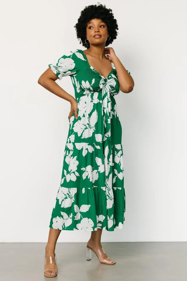 Kelley Smocked Maxi Dress Green White Women Baltic Born Maxi Dresses