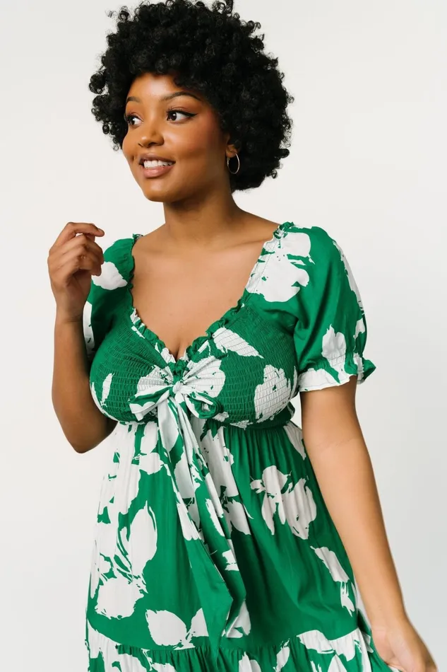 Kelley Smocked Maxi Dress Green White Women Baltic Born Maxi Dresses Kelley Smocked Maxi Dress Green White Women Baltic Born Maxi Dresses