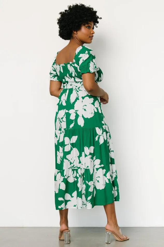 Kelley Smocked Maxi Dress Green White Women Baltic Born Maxi Dresses Kelley Smocked Maxi Dress Green White Women Baltic Born Maxi Dresses