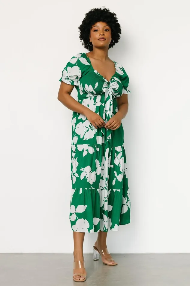 Kelley Smocked Maxi Dress Green White Women Baltic Born Maxi Dresses Kelley Smocked Maxi Dress Green White Women Baltic Born Maxi Dresses