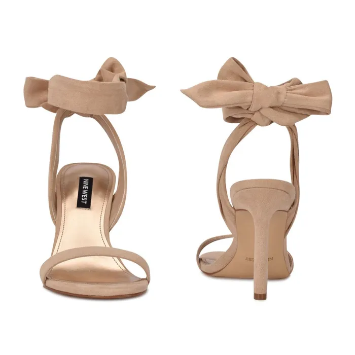 Kelsie Ankle Wrap Heeled Sandals Beige Suede Women Nine West High Heels Kelsie Ankle Wrap Heeled Sandals Beige Suede Women Nine West High Heels