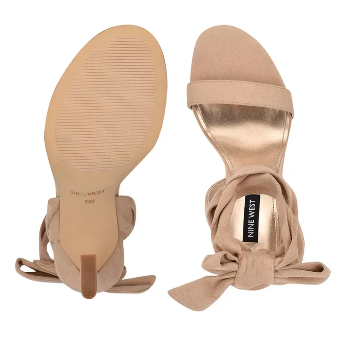 Kelsie Ankle Wrap Heeled Sandals Beige Suede Women Nine West High Heels Kelsie Ankle Wrap Heeled Sandals Beige Suede Women Nine West High Heels