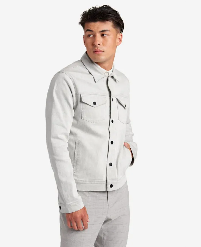 Kenneth Cole Denim Men Slim Fit Denim Jacket Moore 8211 Cream