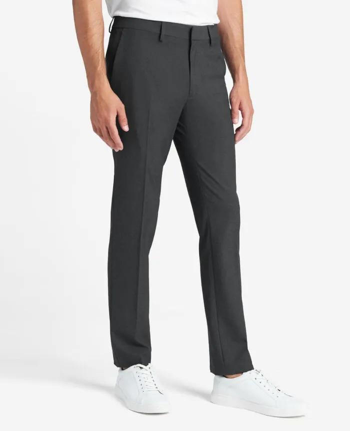 Kenneth Cole Dress Pants Men Stretch Solid SkinnyFit Flex Waistband Dress Pant Charcoal Htr