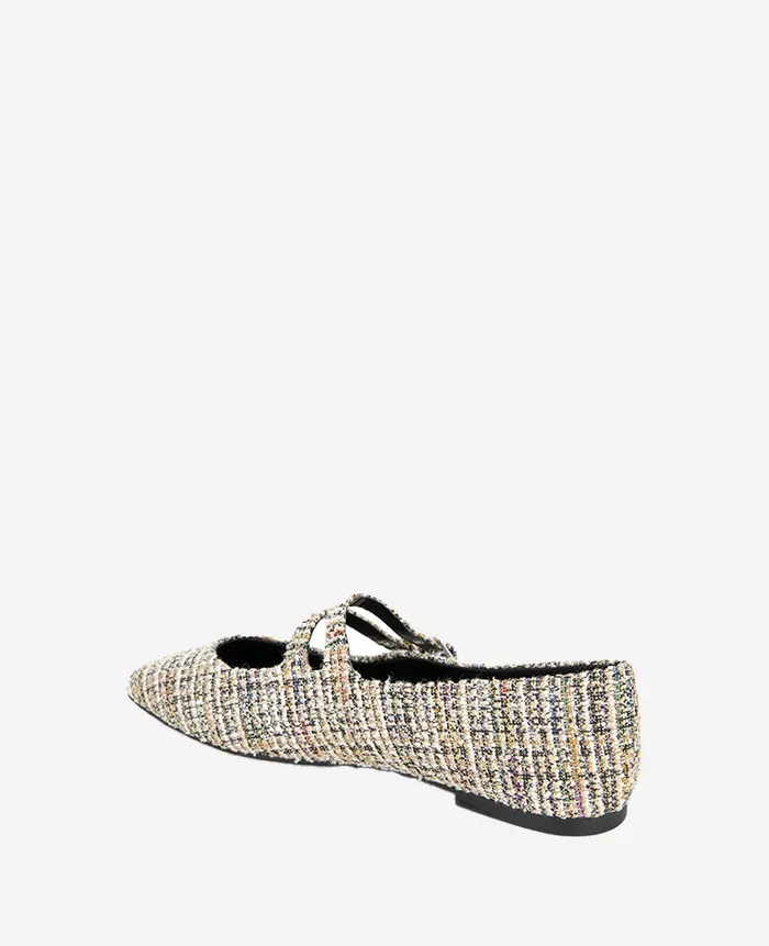 Kenneth Cole Flats and Loafers Women Jasmine Mary Jane Flat Blacktan Fabric Kenneth Cole Flats and Loafers Women Jasmine Mary Jane Flat Blacktan Fabric