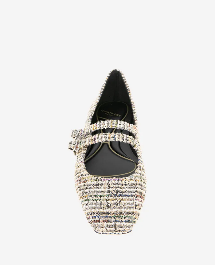 Kenneth Cole Flats and Loafers Women Jasmine Mary Jane Flat Blacktan Fabric Kenneth Cole Flats and Loafers Women Jasmine Mary Jane Flat Blacktan Fabric