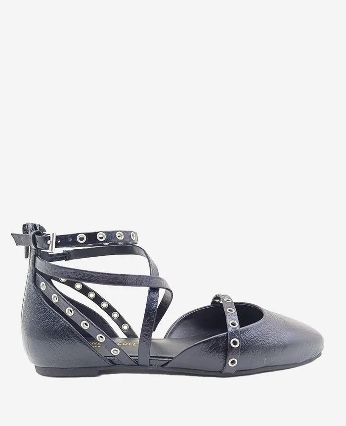 Kenneth Cole Flats and Loafers Women Mason Strappy Stud Flat Black