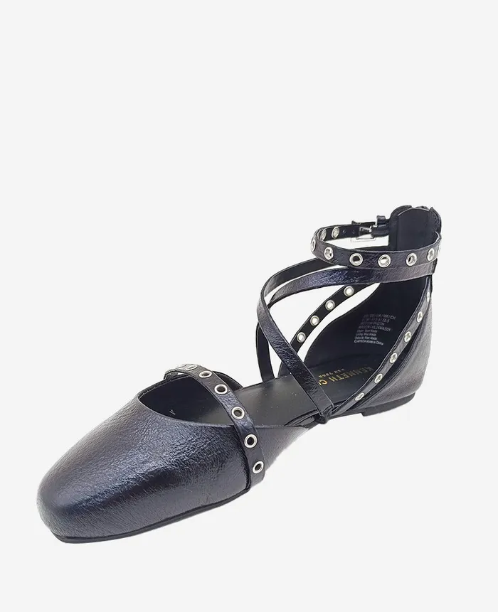 Kenneth Cole Flats and Loafers Women Mason Strappy Stud Flat Black Kenneth Cole Flats and Loafers Women Mason Strappy Stud Flat Black