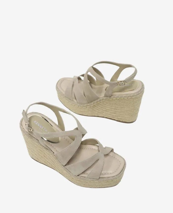 Kenneth Cole Sandals and Wedges Women The Solace Platform Espadrille Wedge Sandal Almond Suede Kenneth Cole Sandals and Wedges Women The Solace Platform Espadrille Wedge Sandal Almond Suede