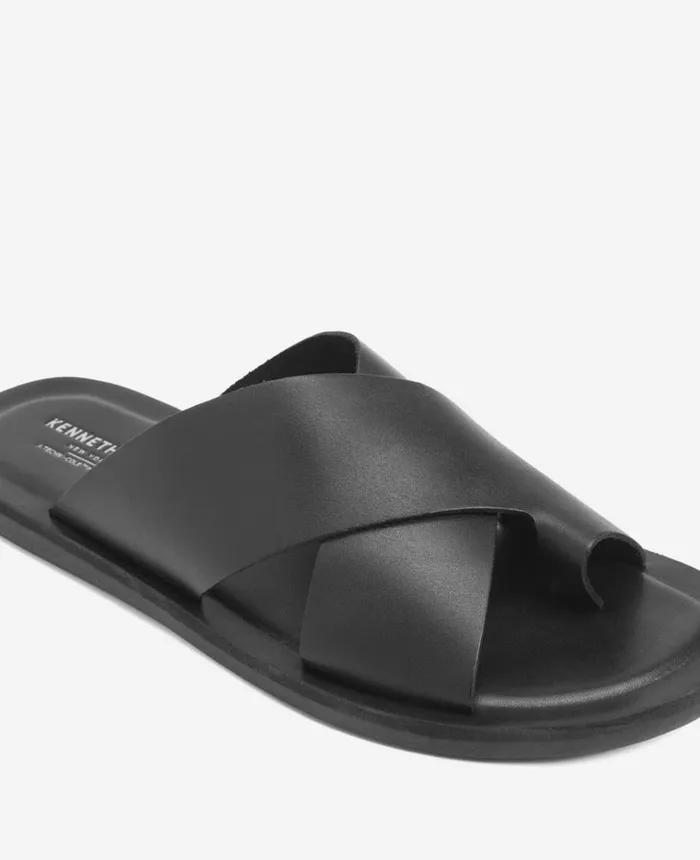Kenneth Cole Sandals Men Ideal Leather Slide Sandal Black Kenneth Cole Sandals Men Ideal Leather Slide Sandal Black