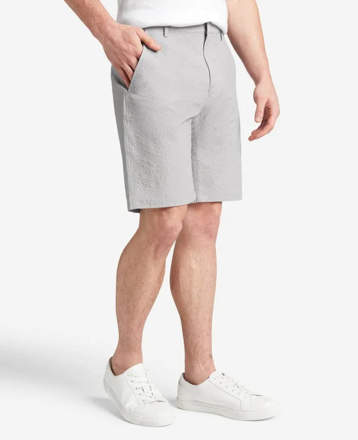 Kenneth Cole Shorts Men Printed Performance Seersucker Short Grey