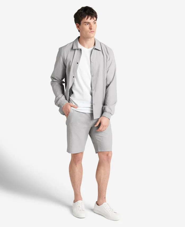 Kenneth Cole Shorts Men Printed Performance Seersucker Short Grey Kenneth Cole Shorts Men Printed Performance Seersucker Short Grey