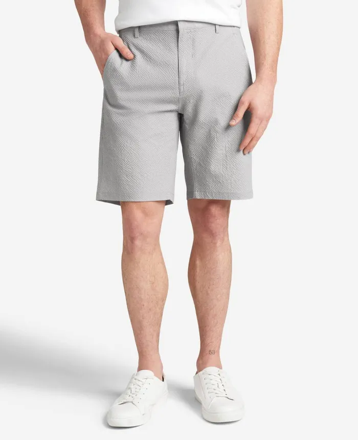 Kenneth Cole Shorts Men Printed Performance Seersucker Short Grey Kenneth Cole Shorts Men Printed Performance Seersucker Short Grey