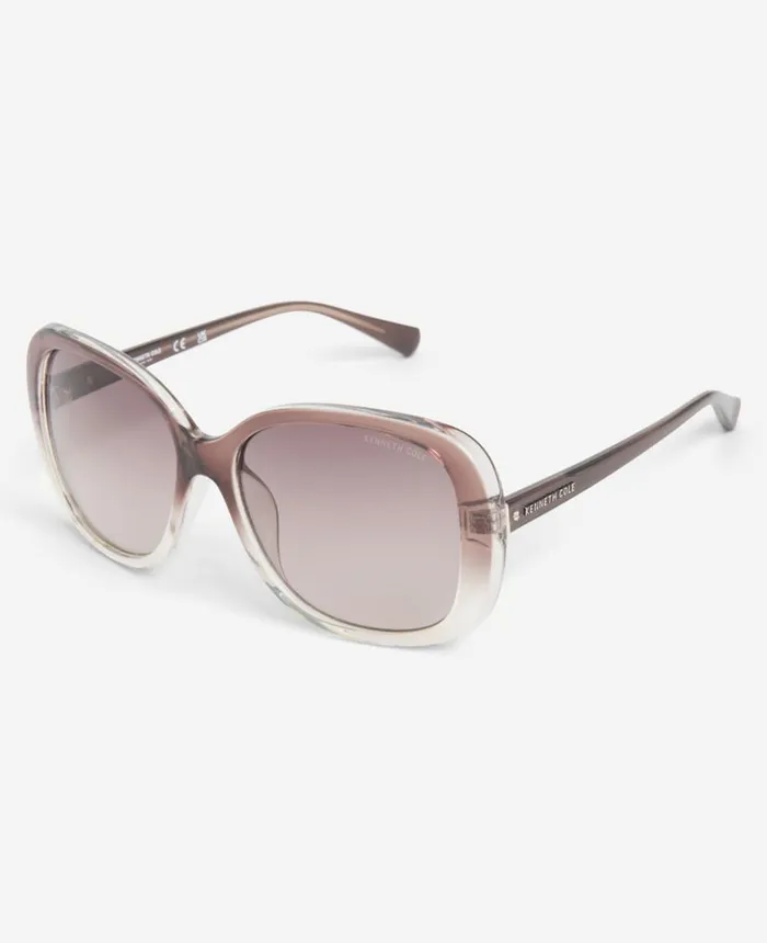 Kenneth Cole Sunglasses Women Ultem Oversized Square Sunglasses Light Brown