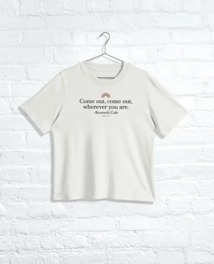Kenneth Cole TShirts MenWomen COME OUT Regular Tee Faded Bone