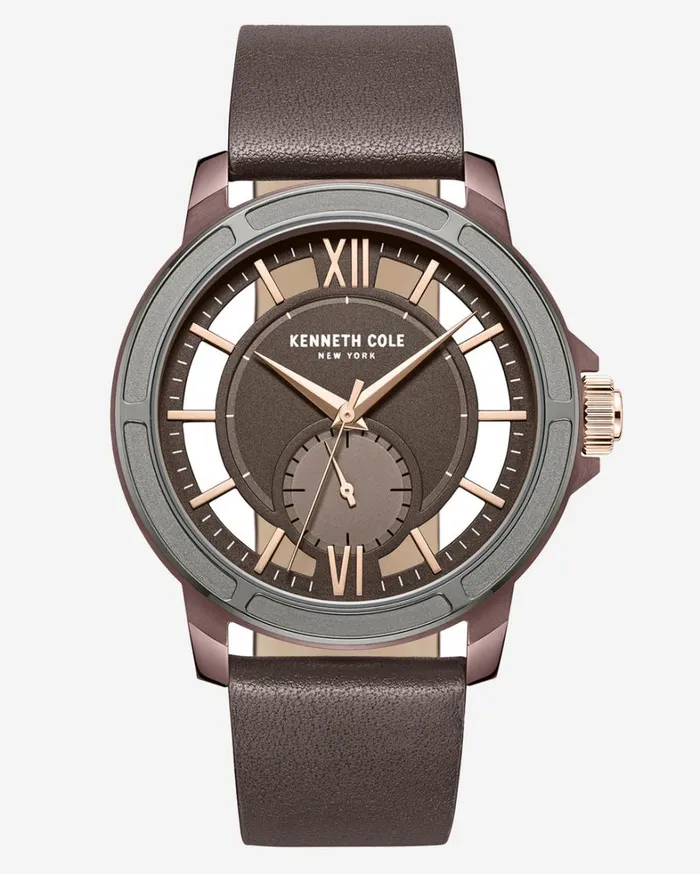 Kenneth Cole Watches Men Kenneth Cole New York TwoTone Transparency Brown Leather Watch Brown Kenneth Cole Watches Men Kenneth Cole New York TwoTone Transparency Brown Leather Watch Brown