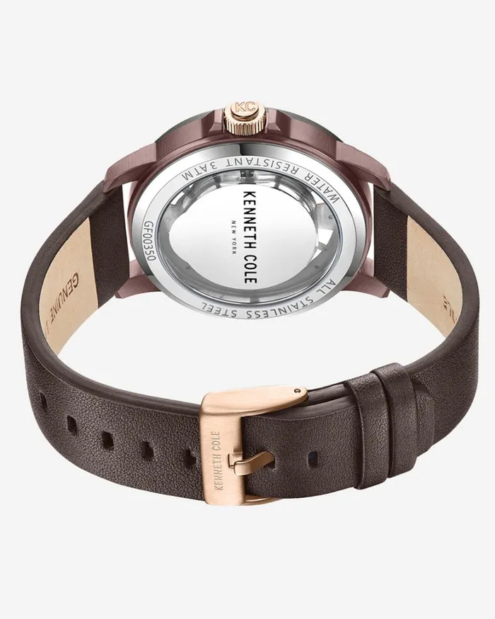Kenneth Cole Watches Men Kenneth Cole New York TwoTone Transparency Brown Leather Watch Brown Kenneth Cole Watches Men Kenneth Cole New York TwoTone Transparency Brown Leather Watch Brown