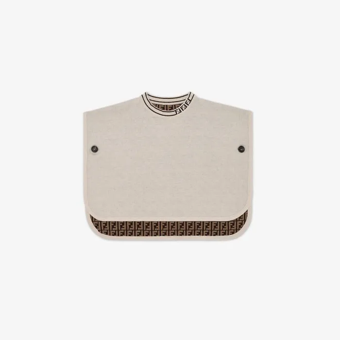 Kids Beige Cotton And Cashmere And Ff Logo Reversible Baby Cape Fendi Baby Boy