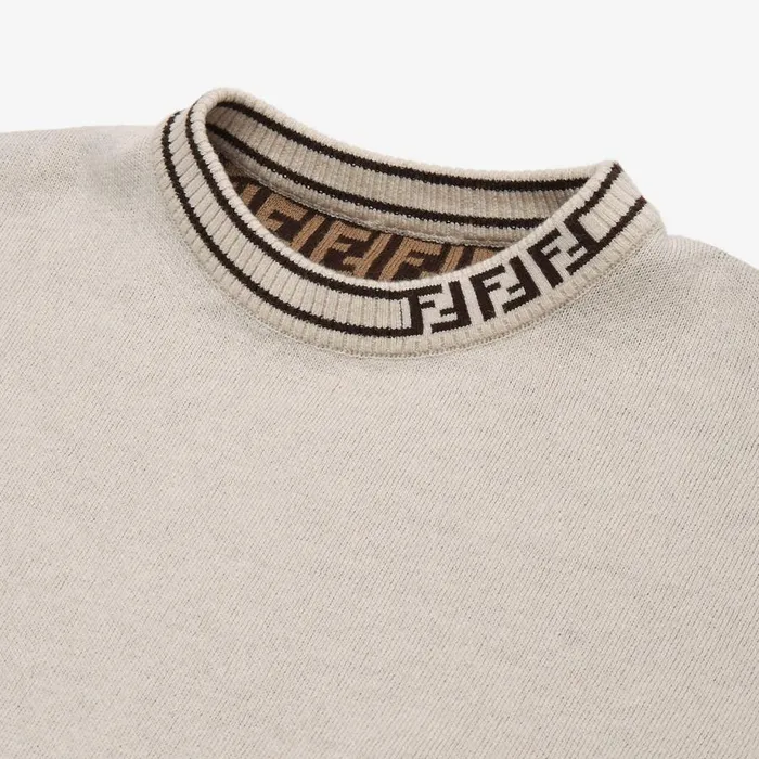 Kids Beige Cotton And Cashmere And Ff Logo Reversible Baby Cape Fendi Baby Boy