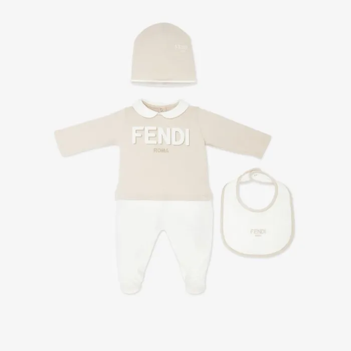 Kids Beige Jersey Fendi Roma Kit Beige Fendi Baby Boy