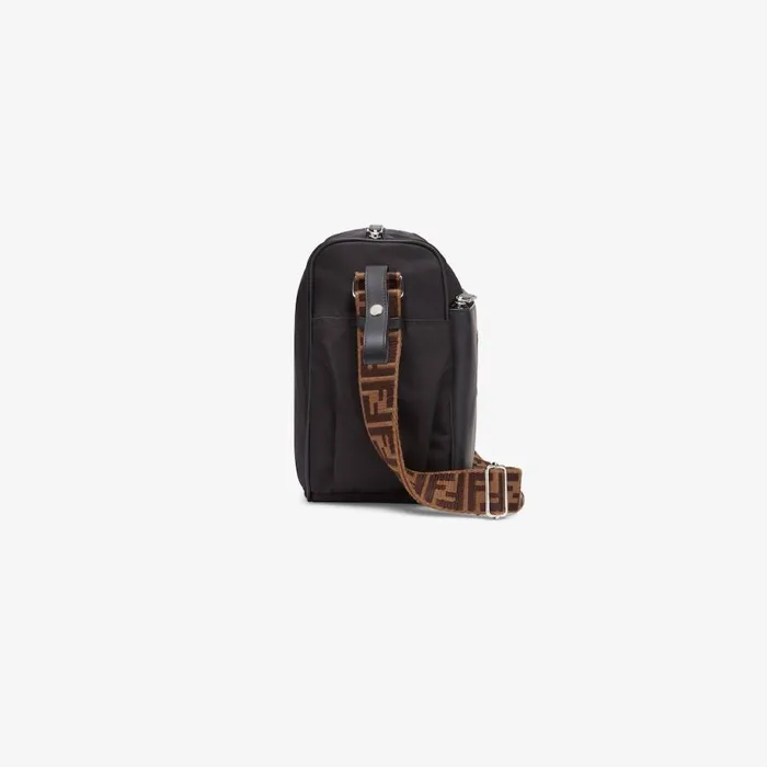 Kids Black Leather And Nylon Changing Bag Black Fendi Strollers and Accessories
