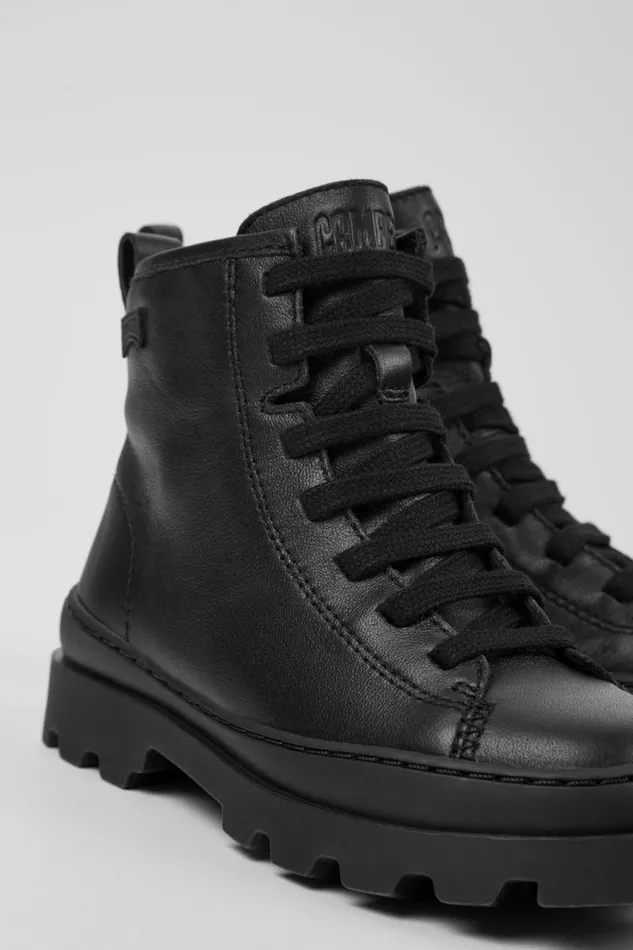 Kids Camper Boots Brutus Black Leather Ankle Boots For Kids