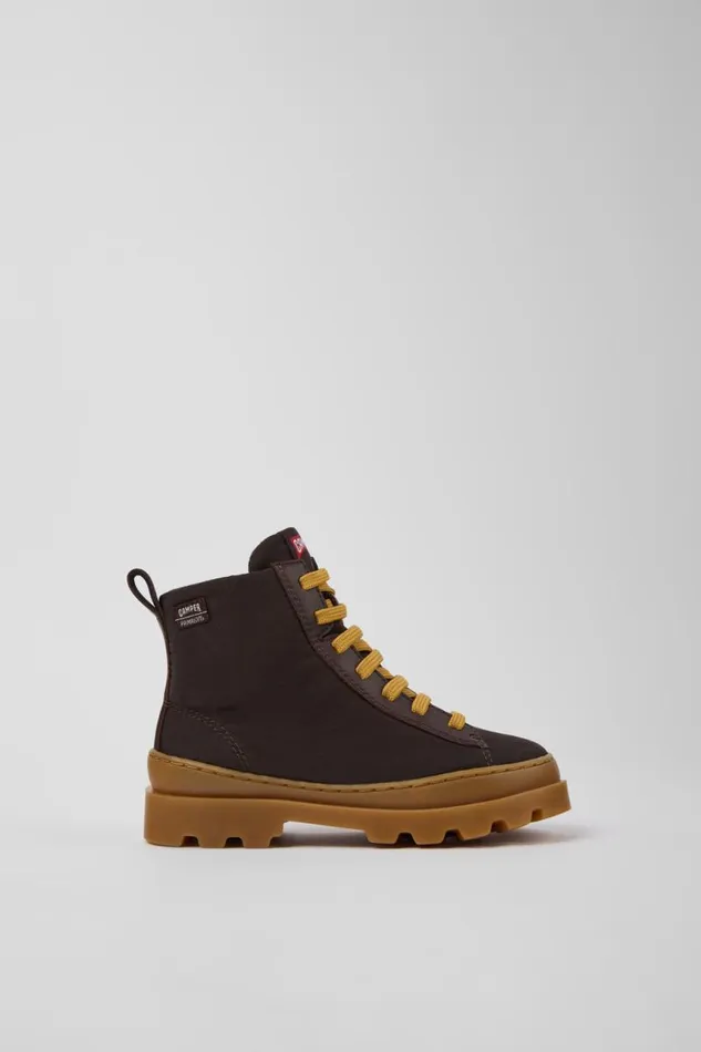 Kids Camper Boots Brutus Brown Textile And Leather Ankle Boots For Kids Kids Camper Boots Brutus Brown Textile And Leather Ankle Boots For Kids
