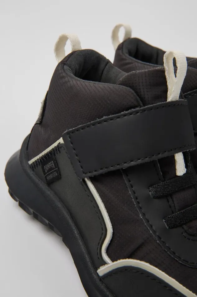 Kids Camper Boots CRCLR Black Textile And Leather Ankle Boots For Kids