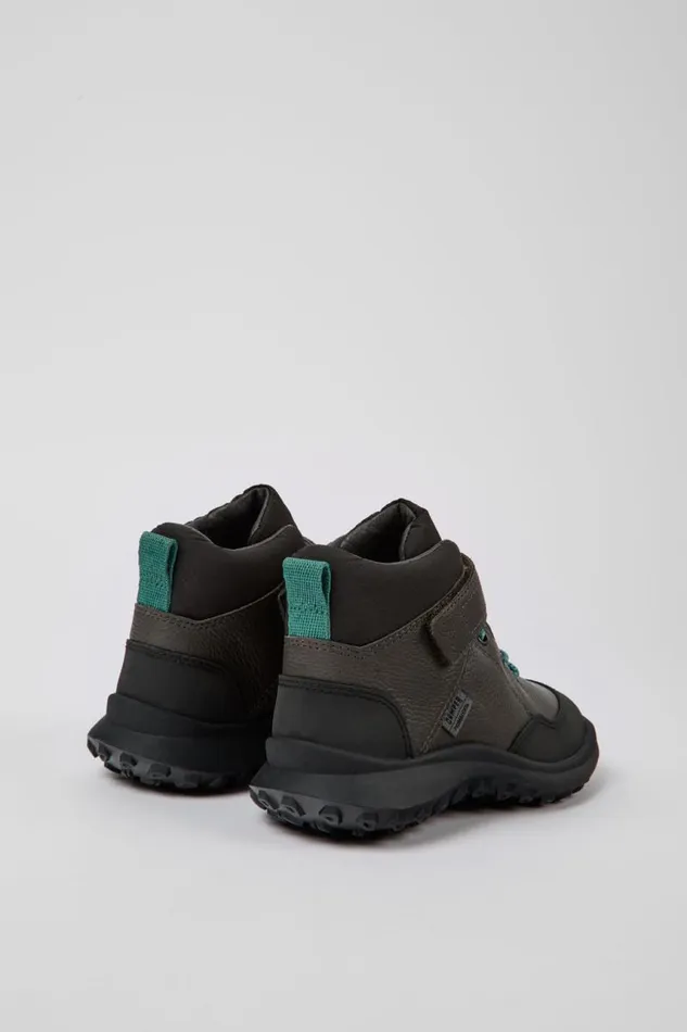 Kids Camper Boots CRCLR PrimaLoft Grey Leather And Textile Ankle Boots Kids Camper Boots CRCLR PrimaLoft Grey Leather And Textile Ankle Boots