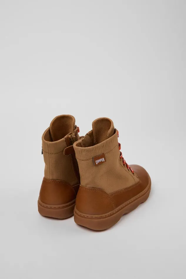 Kids Camper Boots Kiddo Brown Leather And Textile Ankle Boots For Kids Kids Camper Boots Kiddo Brown Leather And Textile Ankle Boots For Kids