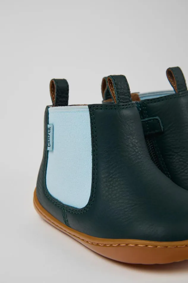 Kids Camper Boots Peu Green Leather Boots For Kids