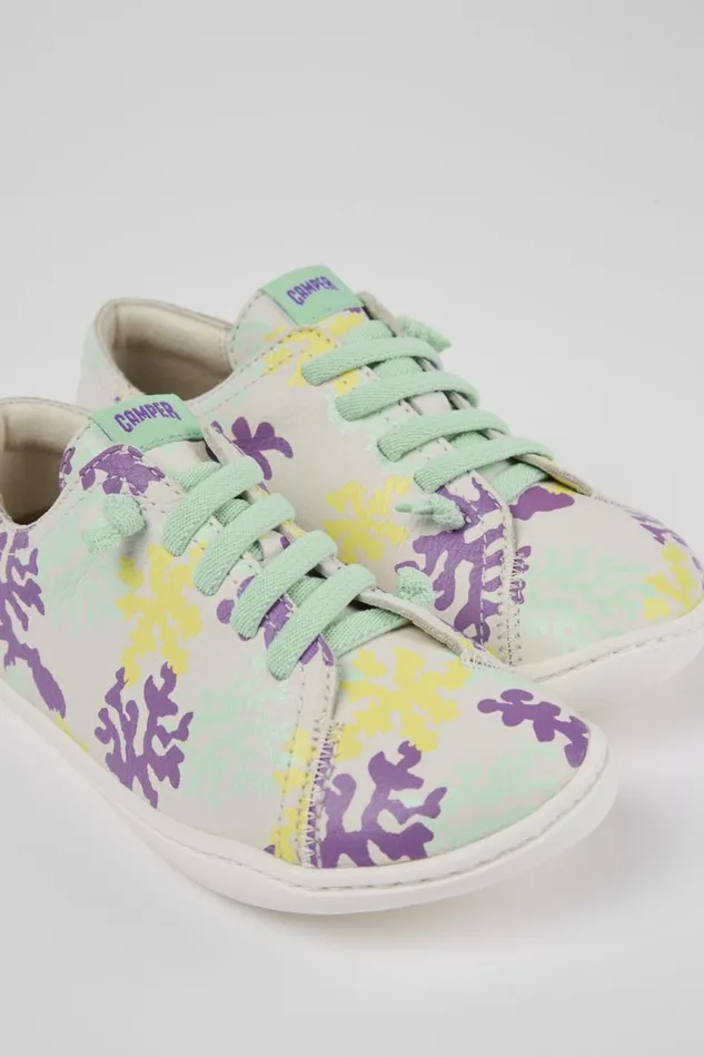 Kids Camper Sneakers Twins Multicolored Leather Slipon