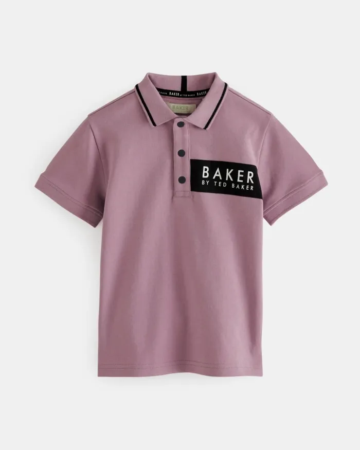Kids DORU 8211 Branded Panel Cotton Polo Shirt Pink Ted Baker Tops Kids DORU 8211 Branded Panel Cotton Polo Shirt Pink Ted Baker Tops