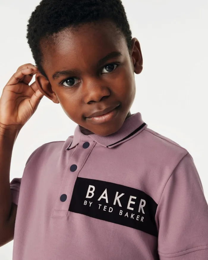 Kids DORU 8211 Branded Panel Cotton Polo Shirt Pink Ted Baker Tops Kids DORU 8211 Branded Panel Cotton Polo Shirt Pink Ted Baker Tops