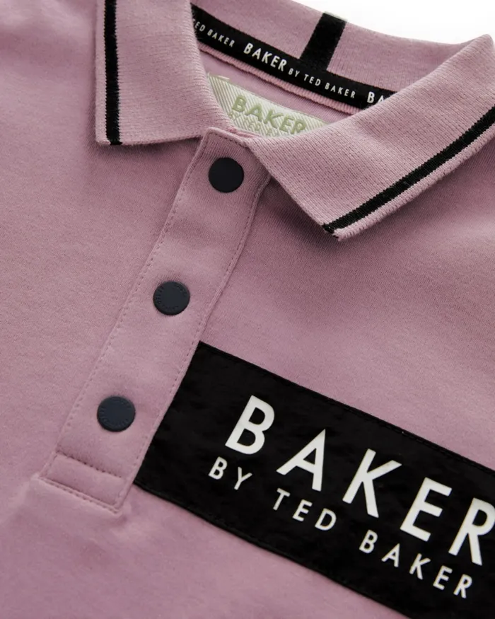 Kids DORU 8211 Branded Panel Cotton Polo Shirt Pink Ted Baker Tops Kids DORU 8211 Branded Panel Cotton Polo Shirt Pink Ted Baker Tops