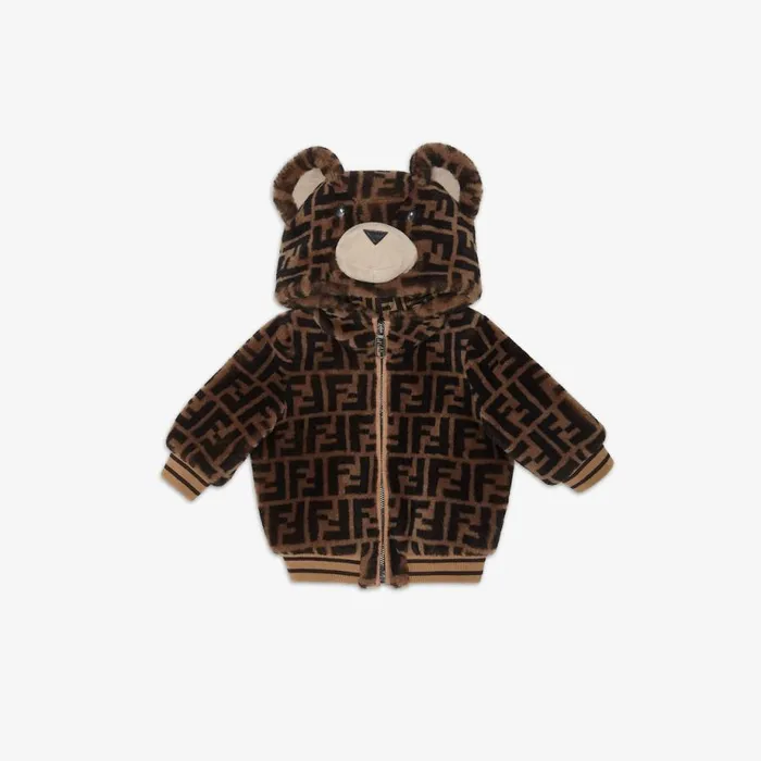 Kids Ff Shearling Teddy Bear Bomber Jacket Multicolour Fendi Baby Boy