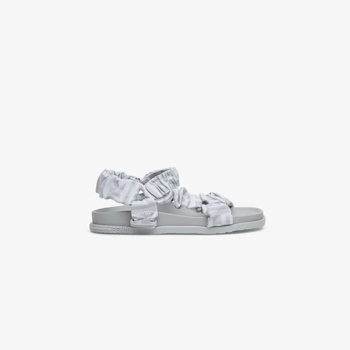 Kids Grey Fabric Junior Sandals Grey Fendi Shoes