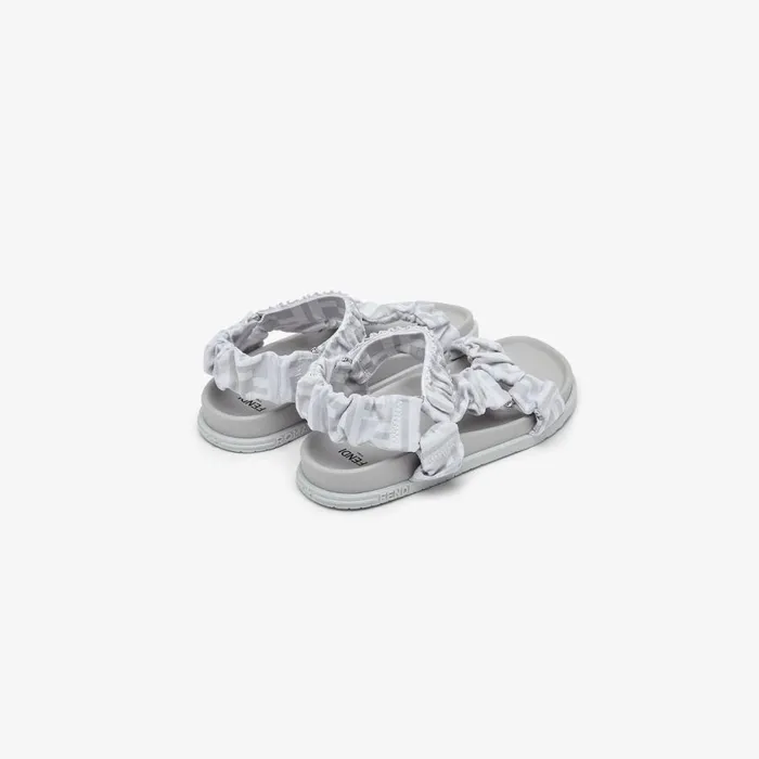 Kids Grey Fabric Junior Sandals Grey Fendi Shoes