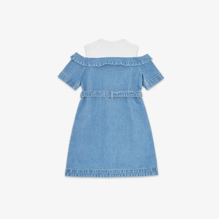 Kids Jersey Fleece And Denim Junior Dress Blue Fendi Ready To Wear