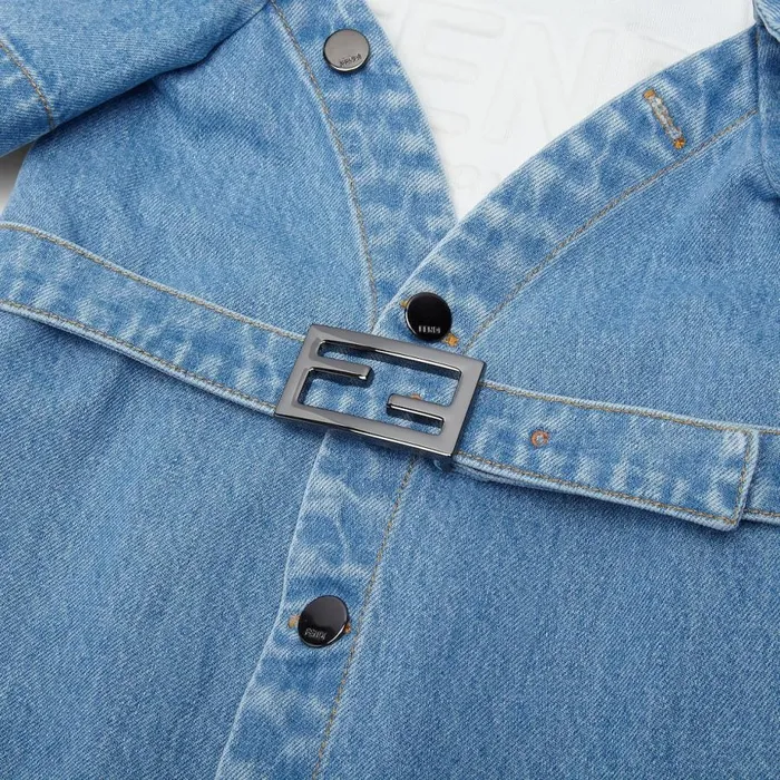 Kids Jersey Fleece And Denim Junior Dress Blue Fendi Ready To Wear