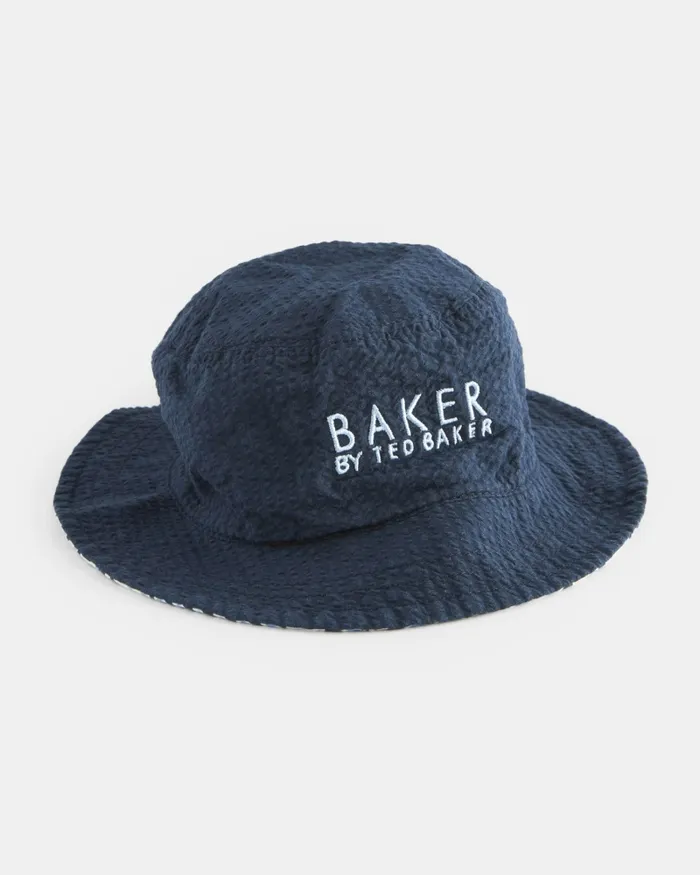 Kids KIWALSH 8211 Seersucker Dungarees Polo And Hat Set Navy Ted Baker Baby