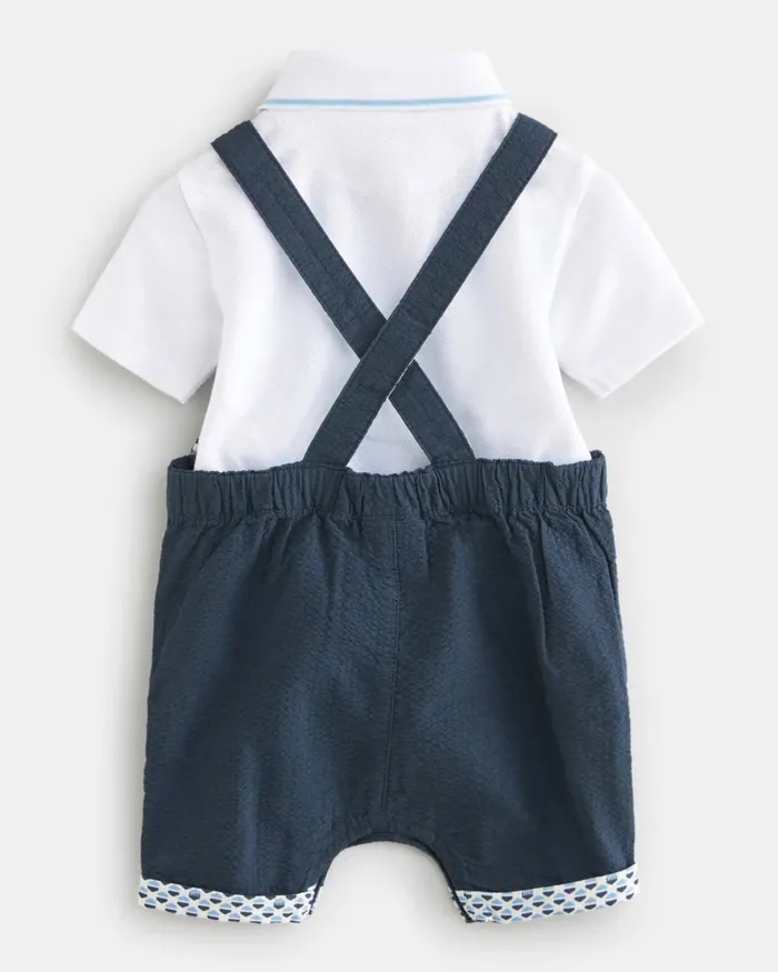 Kids KIWALSH 8211 Seersucker Dungarees Polo And Hat Set Navy Ted Baker Baby Kids KIWALSH 8211 Seersucker Dungarees Polo And Hat Set Navy Ted Baker Baby