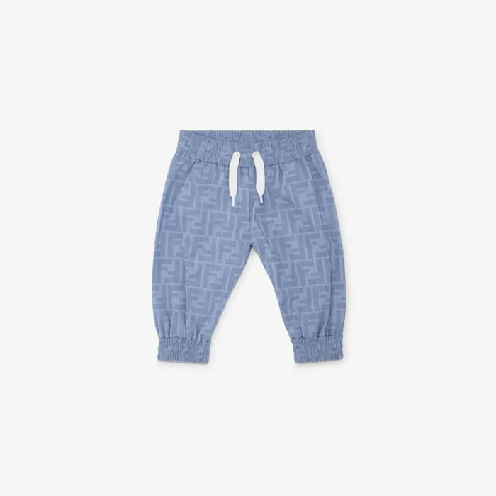 Kids Light Blue Chambray Baby Trousers Light Blue Fendi Baby Boy