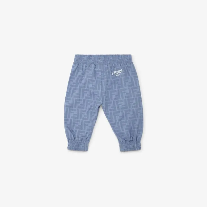 Kids Light Blue Chambray Baby Trousers Light Blue Fendi Baby Boy